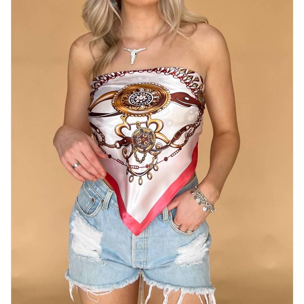 NEW MAGIC get your shine on scarf top in pink multi